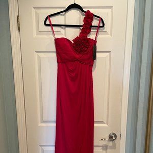 BCBG "Elysa" Long One-Shoulder Pink Dress XS (NWT)